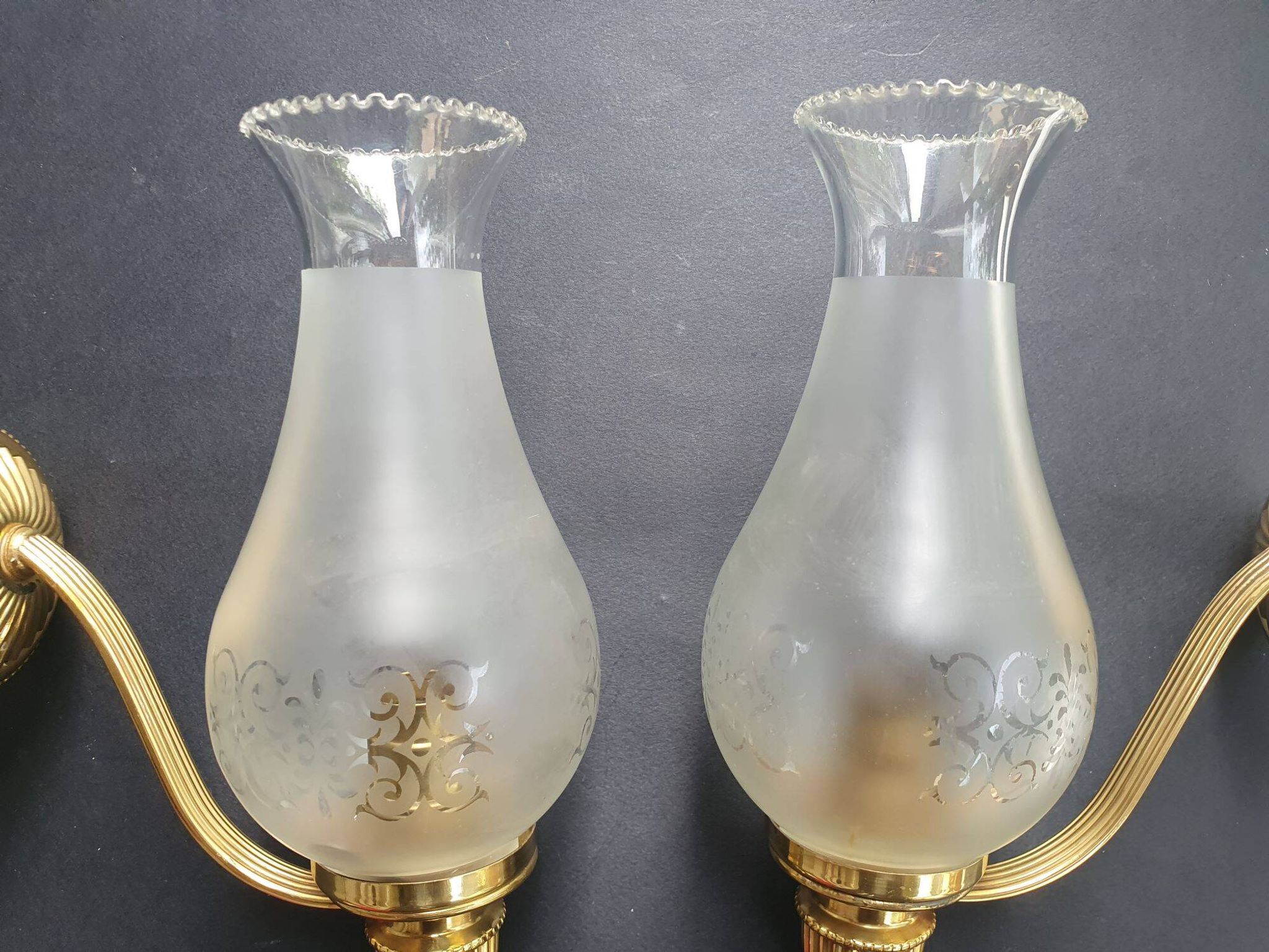 Pair of antique gold wall sconces