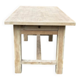 Renovated farmhouse dining table in raw oak from the 20th century, 180cm with drawer.