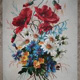 Lithograph bouquet of flowers of the tricolor field