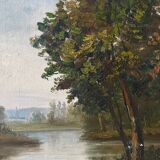 Afternoon on the lake, oil on canvas signed