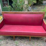 Red leather bench