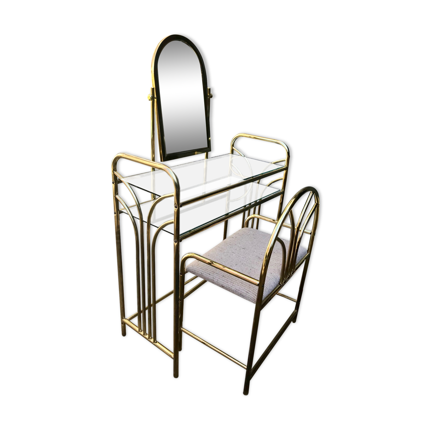 Golden dressing table and armchair