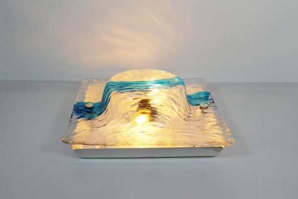 Grand et rare plafonnier en verre de Murano, conçu par Toni Zuccheri pour VeArt, Italie, années 1970.