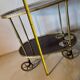 Vintage brass and dark wood serving trolley – 1960s