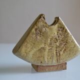 Brutalist stoneware vase Signed to be identified