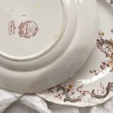 2 polychrome ironstone dinner plates "Wentworth" by Emile Bourgeois