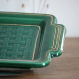 Green and gold ceramic dish