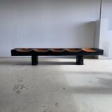 Huge 5-seater bench in two-tone solid wood