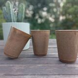 Trio of Digoin grespot stoneware cups / mugs, vintage