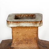 Pair of Swedish vases, brutalist, stoneware, glazed neck, Curt Magnus Addin.