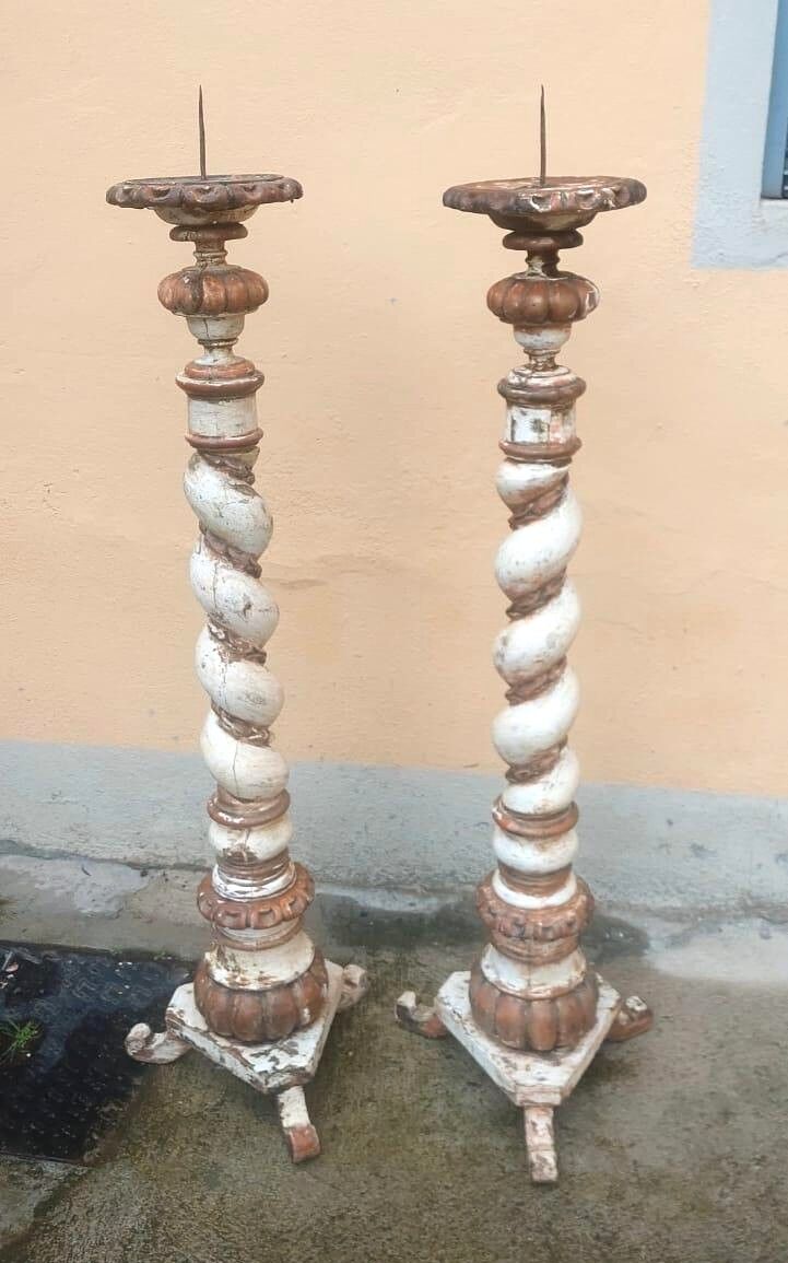Pair of large antique torches from the 18th century.