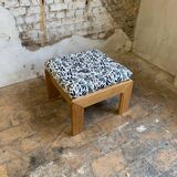Ottoman vintage en bois et tissu jacquard, 1960/70