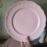 6 flat plates in pink earthenware by Salins