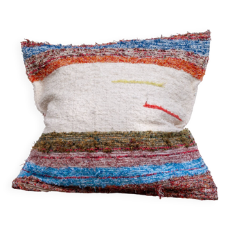 Hand-woven handmade cushion cover made from recycled cotton