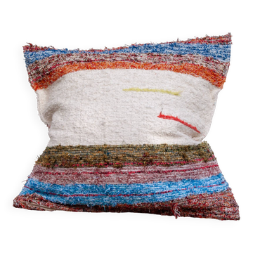 Housse de coussin artisanale en coton recyclé tissé main
