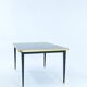 Dining Table, High Gloss Finish, Brass, Tapered Legs, Navy Blue - S
