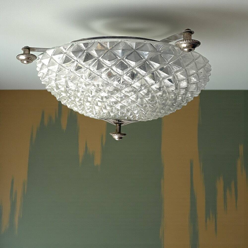 Glass round flush mount ceiling or wall light