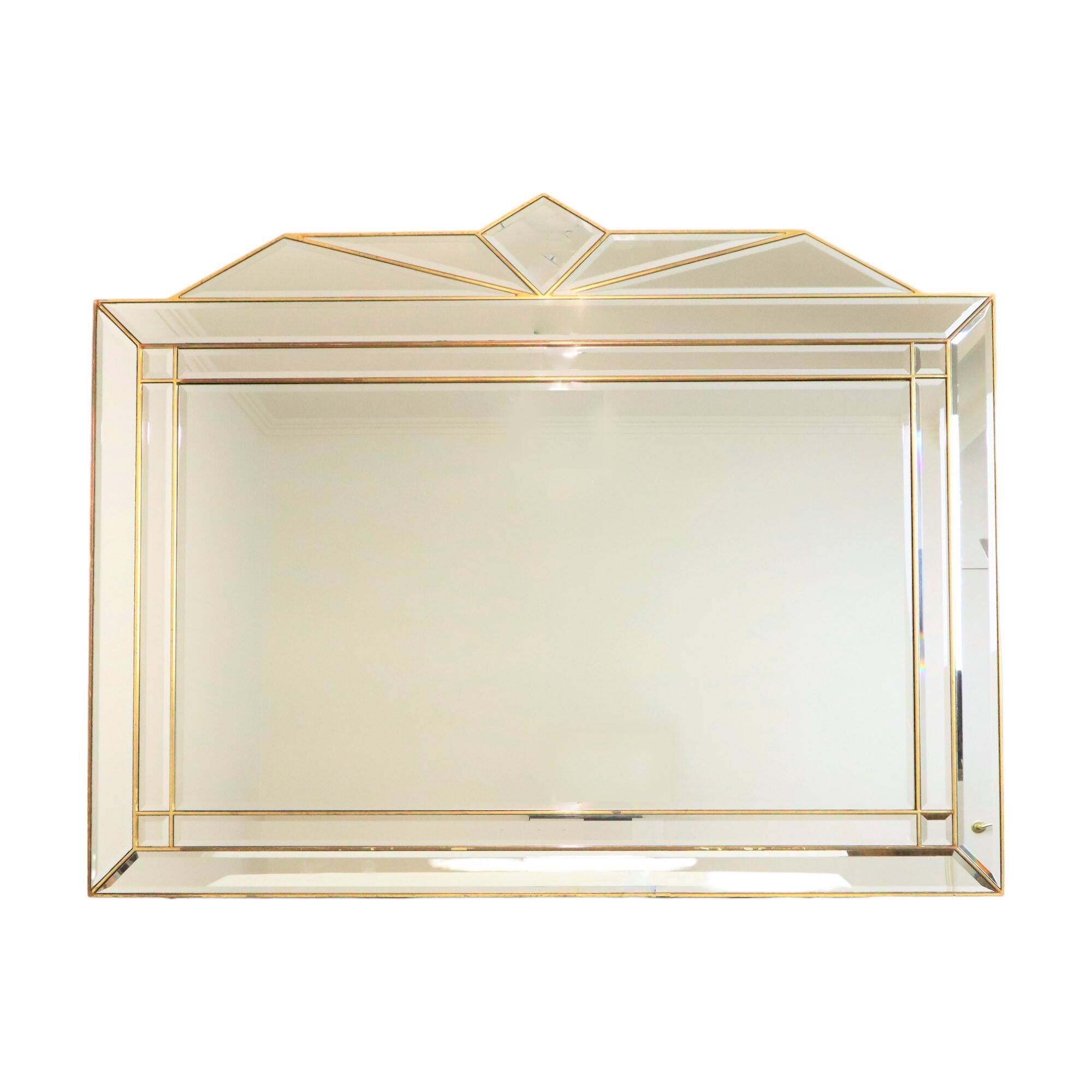 Large Deknudt XL faceted mirror, Hollywood Regency design