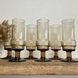 6 smoked glass flutes