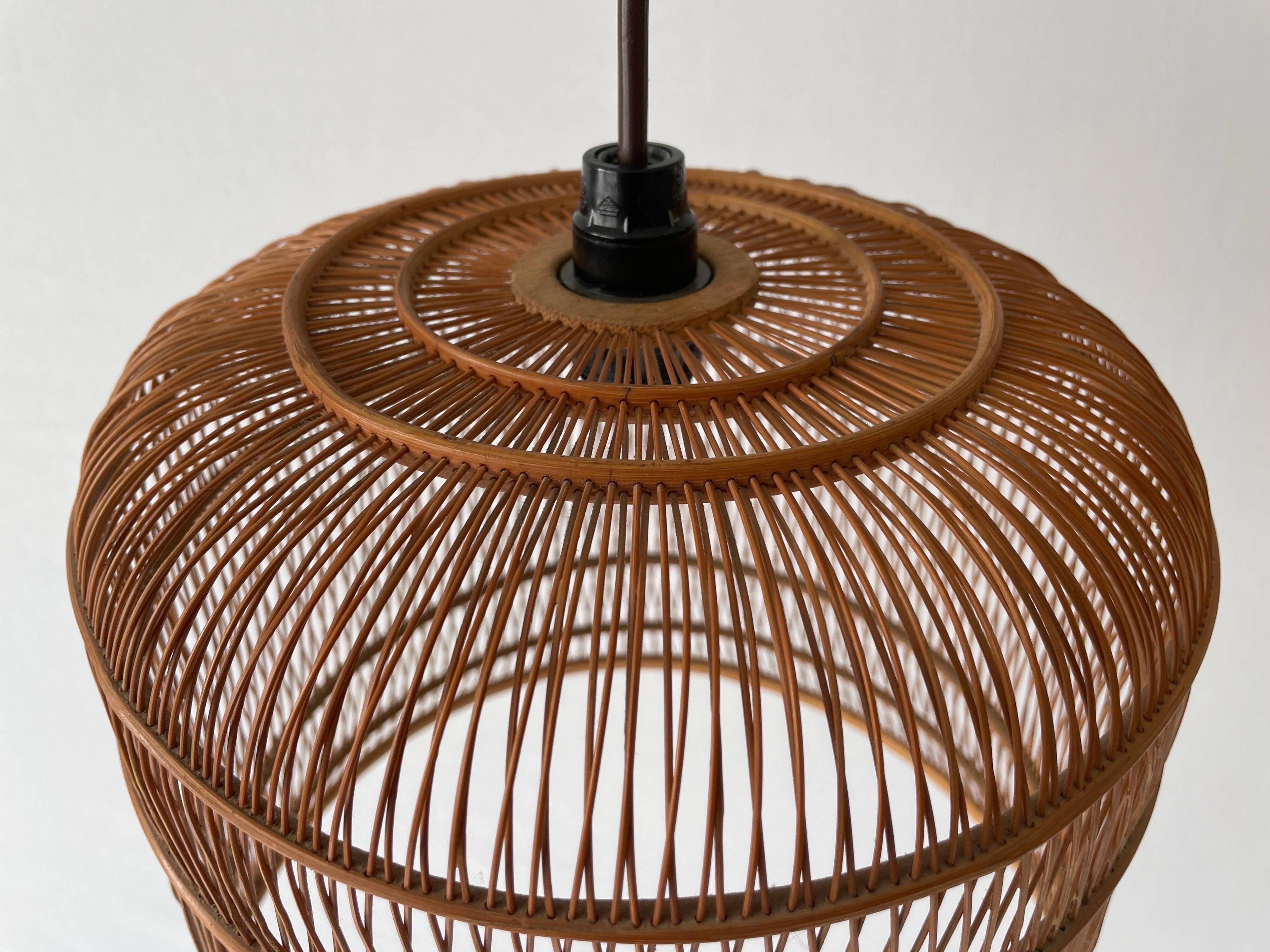 Unique Danish hanging lamp in the shape of a wooden cage, 1960s, Denmark.