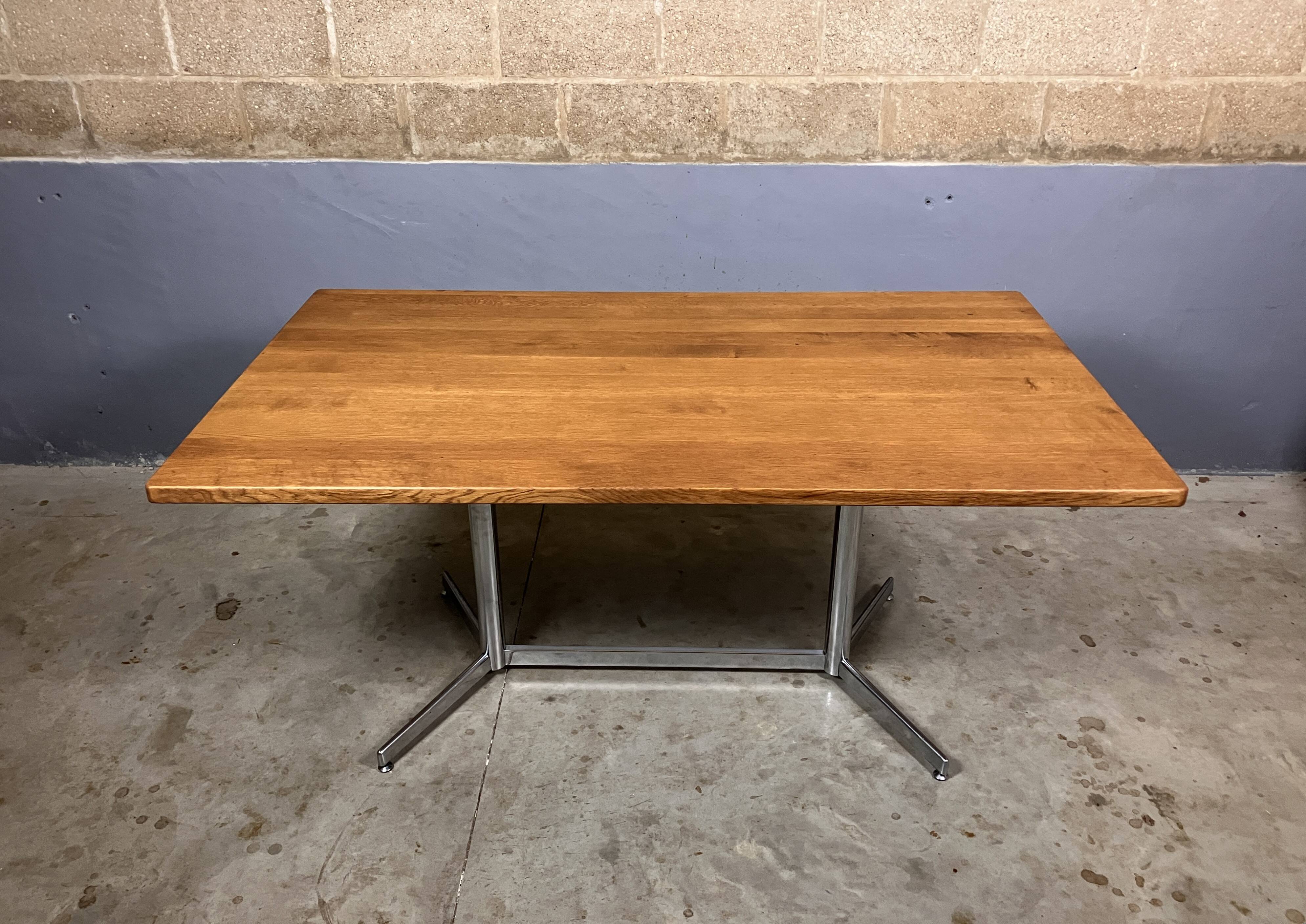 Vintage industrial table desk chrome oak