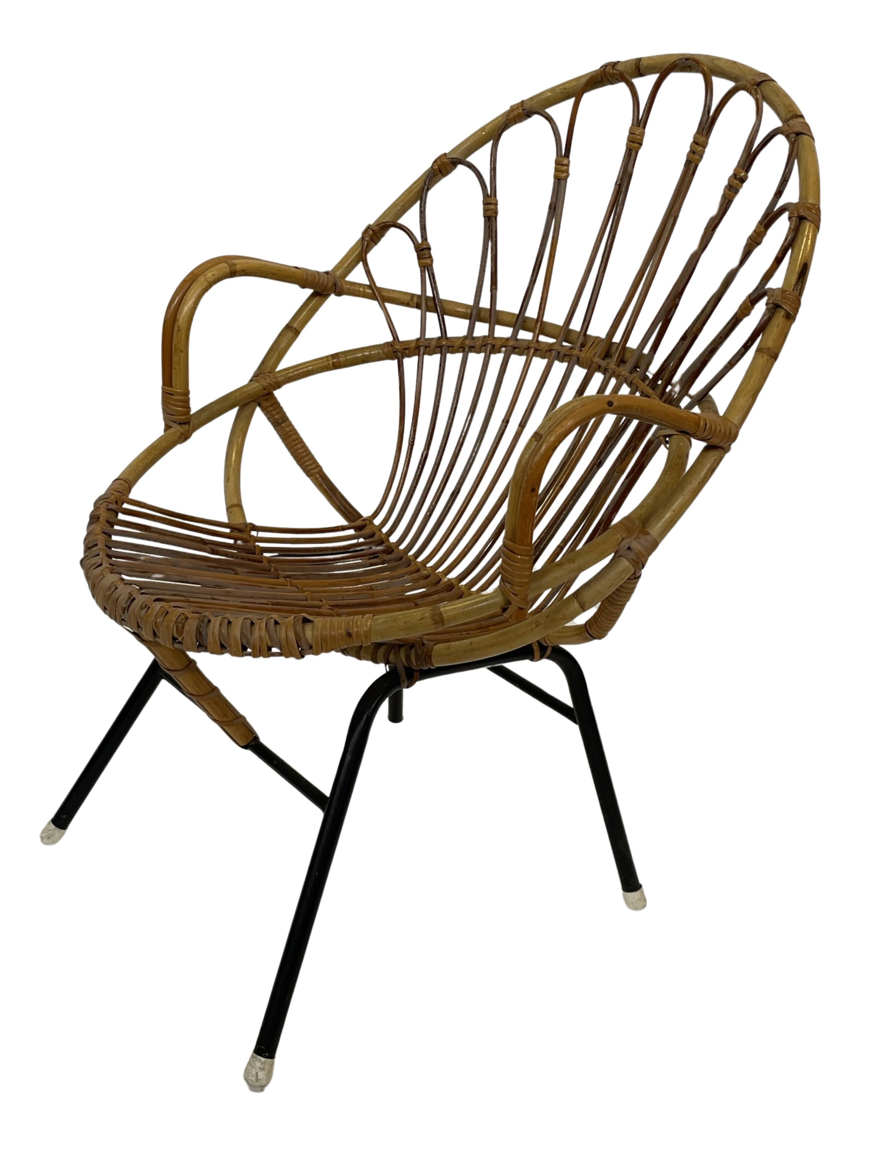 Rattan chair by Dirk van Sliedregt Rohe Noordwolde 1960 in the Netherlands