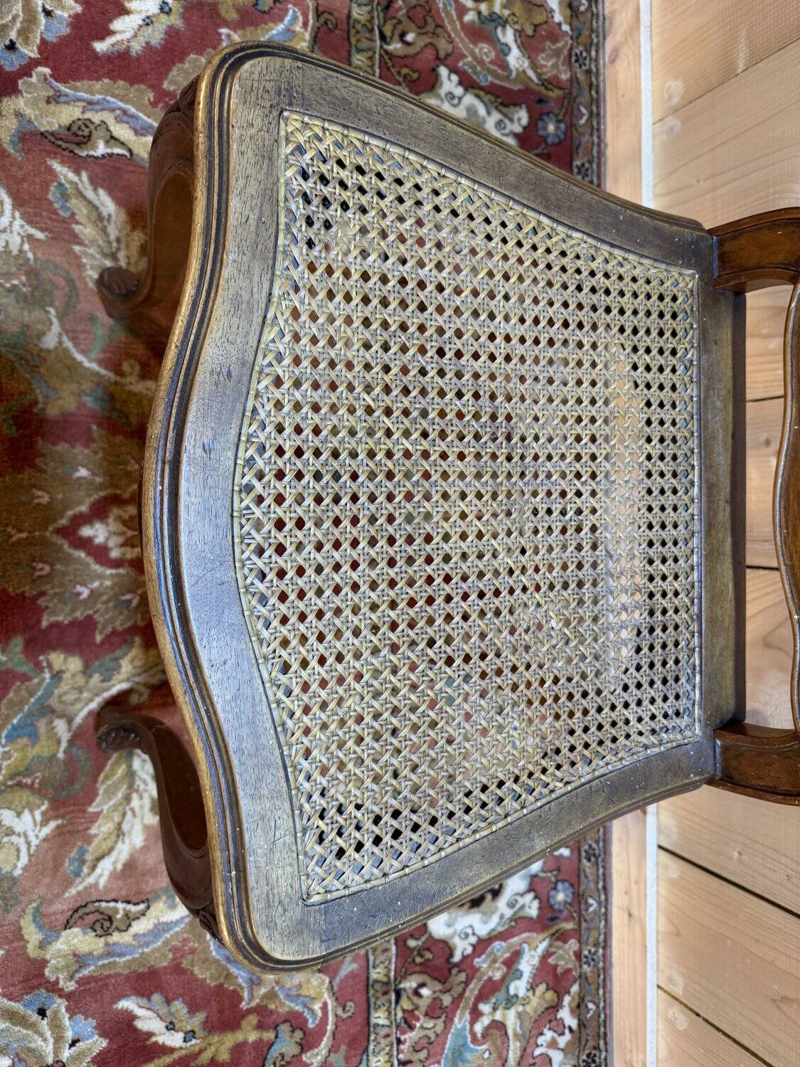 Set of 10 Louis XV style chairs in walnut and cane.