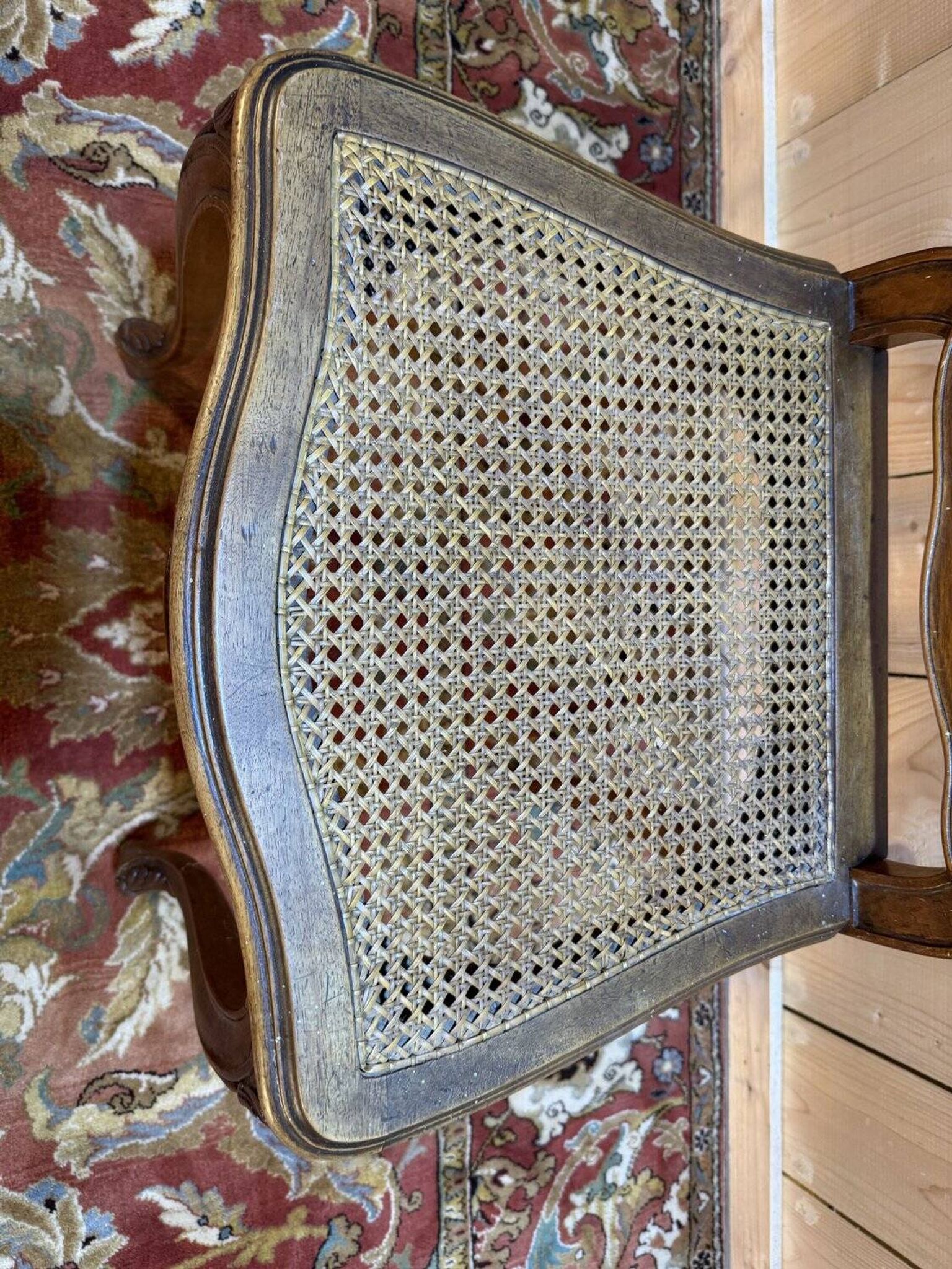 Set of 10 Louis XV style chairs in walnut and cane.