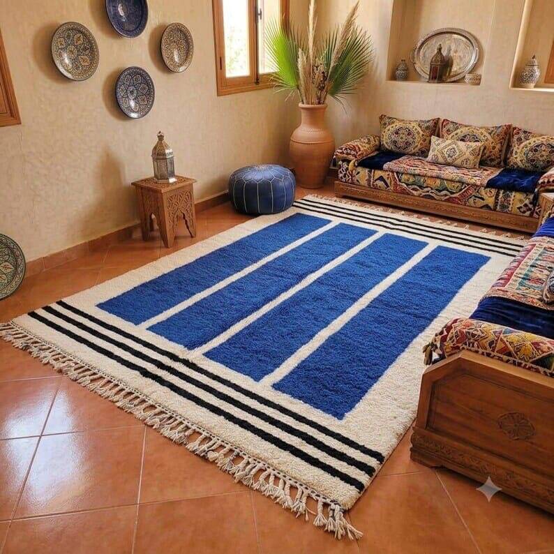 Handmade pure wool rug, custom size 150/250 cm.