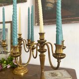 Pair of 5-light candlesticks in gilded metal, Classic style.