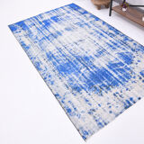 5x8 Faded Blue Handmade Wool Turkish Tapis Rug, 243x148Cm