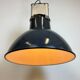 Industrial french dark blue enamel pendant lamp from mazda, 1960s