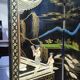 Antique Chinese bedroom screen, inlay of soapstone, jade, ivory, mother-of-pearl