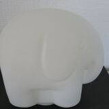 Vintage Elephant Light Lamp James Poki glass opalin base alu brushed