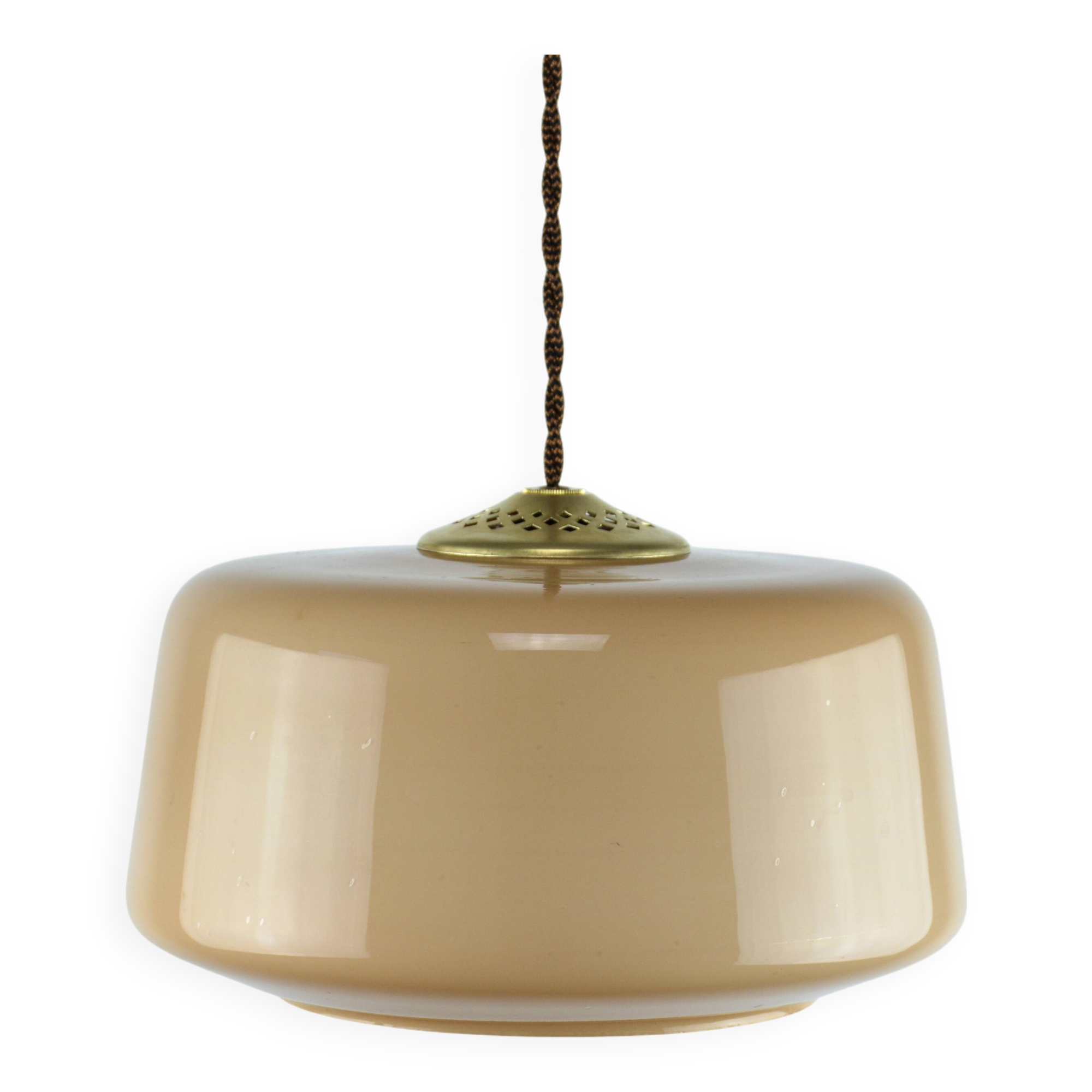 Lampe à suspension vintage en verre marron et laiton