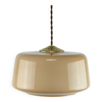 Lampe à suspension vintage en verre marron et laiton