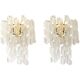 A pair of transparent “ricci” murano glass wall sconces