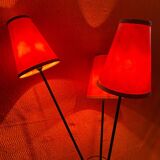 Vintage floor lamp 1950-1960 black metal with tripod base with 3 heads