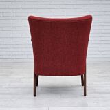 1960s, Danish design by Erhardsen & Andersen, reupholstered armchair, furniture wool, teak wood.