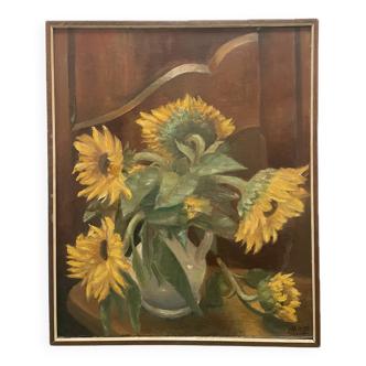 Still life painting with sunflowers 20th century