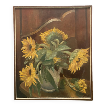 Still life painting with sunflowers 20th century