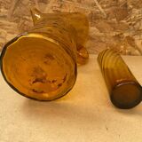 Ancien service a orangeade carafe + 5 verres verre soufflé orange vintage