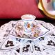 Handcrafted enameled ceramic candle holder signed vintage Rouen style decor