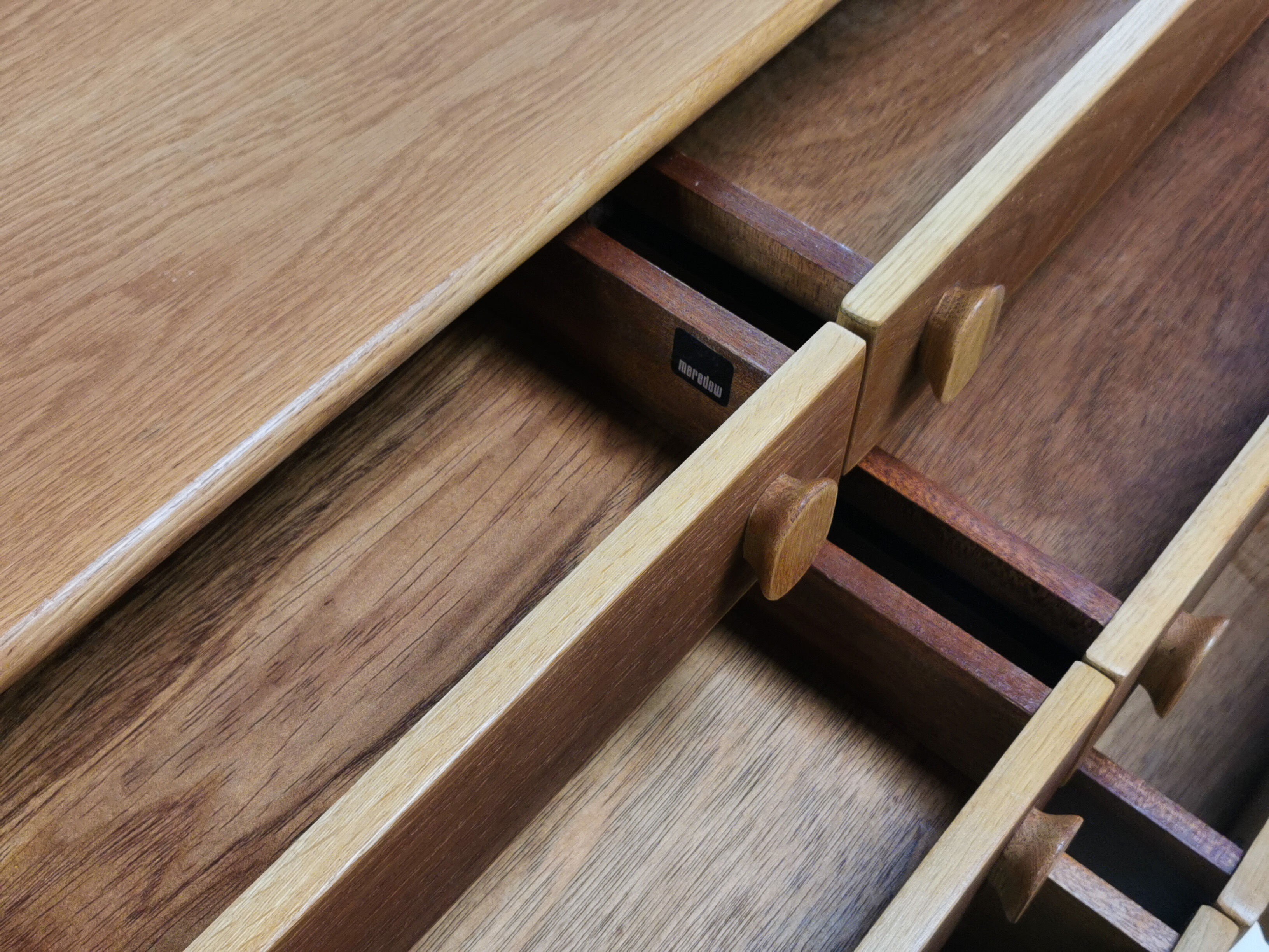 Oak Mid Century Sideboard Chest of drawers by Meredew