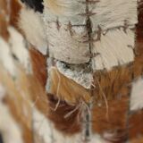 Vintage Square Pouf Goat Leather Patchwork Mosaic Pattern