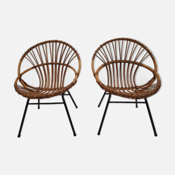 Pair of 60s rattan chairs