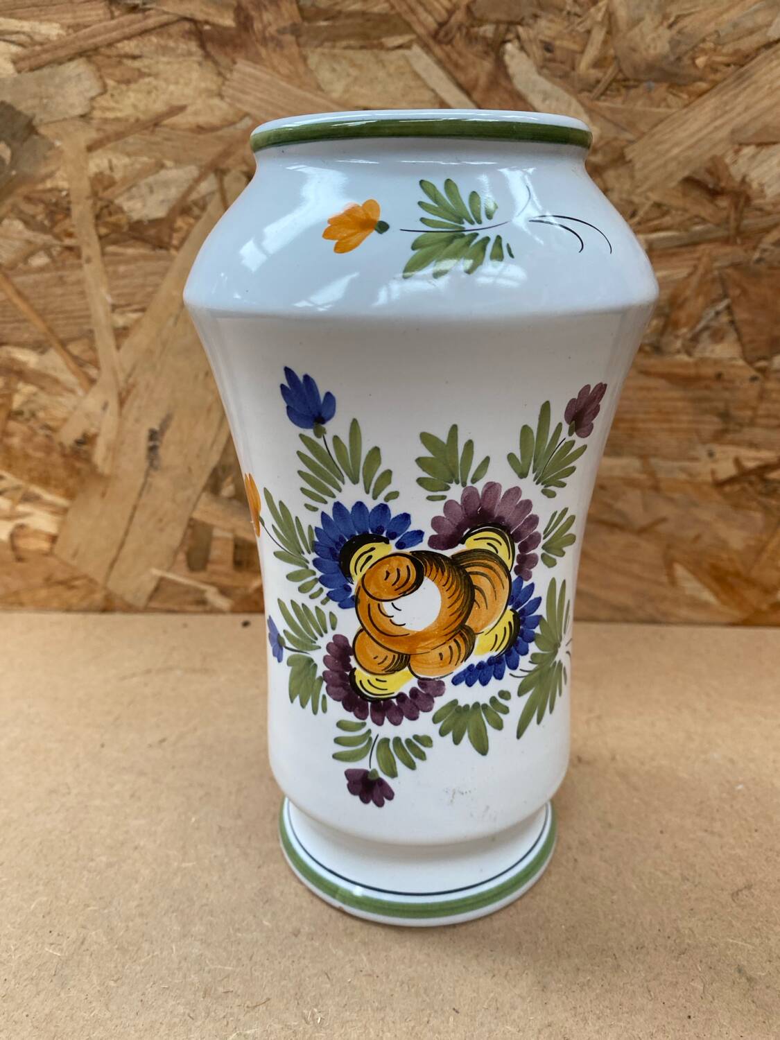 Old vase e. tessier the unicorn white ceramic painted decor vintage