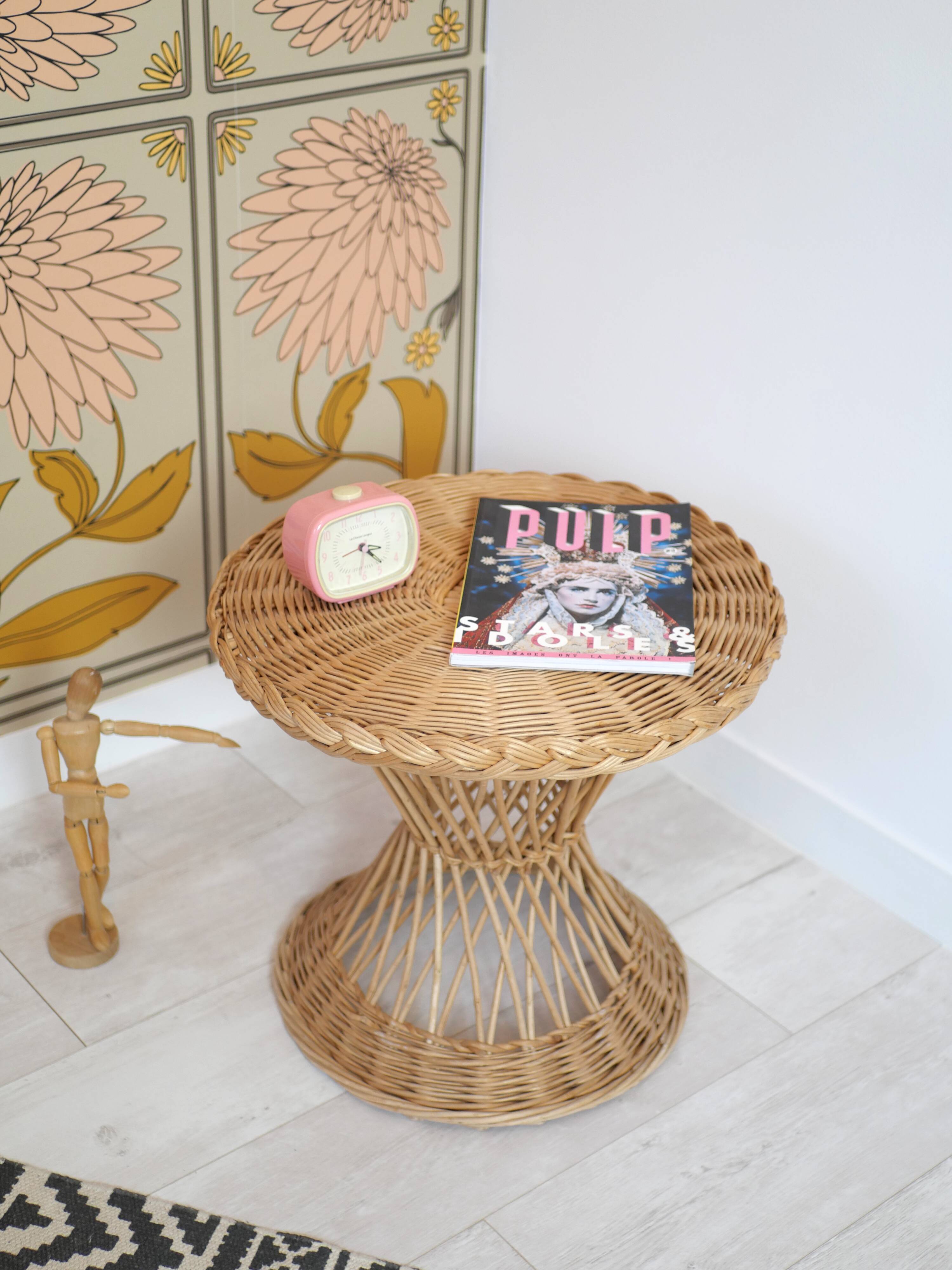 Table d'appoint vintage en osier