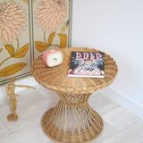 Table d'appoint vintage en osier