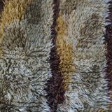 Tapis rya suédois en laine brune | Années 1960